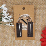 Handcrafted Veg Tan Leather Bar Earrings