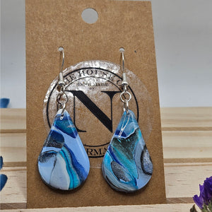 Ocean Mist Teardrop Handmade Polymer Clay Earrings