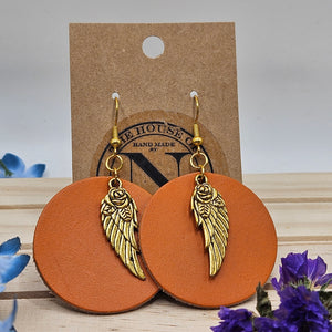 Bohemian Wing Handcrafted Veg Tan Leather Earrings