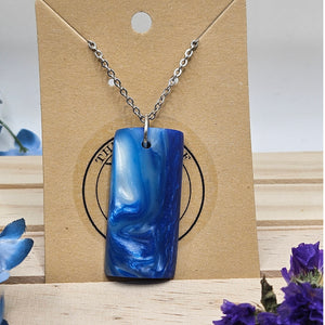 Ocean Blue and White Acrylester Pendant Necklace