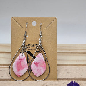 Pink Marble Delight Handmade Polymer Clay Earrings