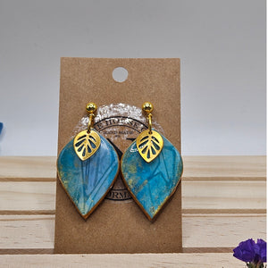 Tropical Breeze Handcrafted Polymer Clay Earrings with Gold Leaf Accent