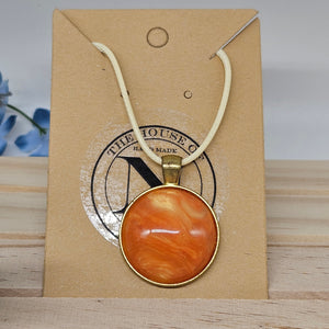 Orange Acrylester Pendant Necklace