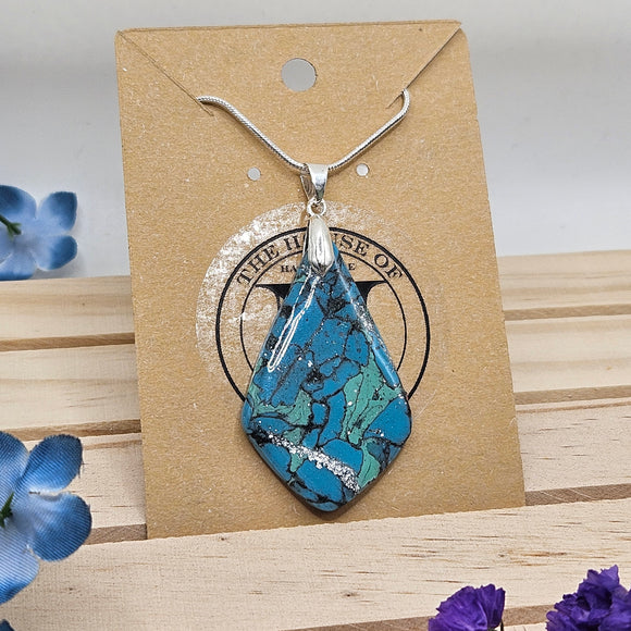 Turquoise Serenity Handcrafted Polymer Clay Pendant Necklace