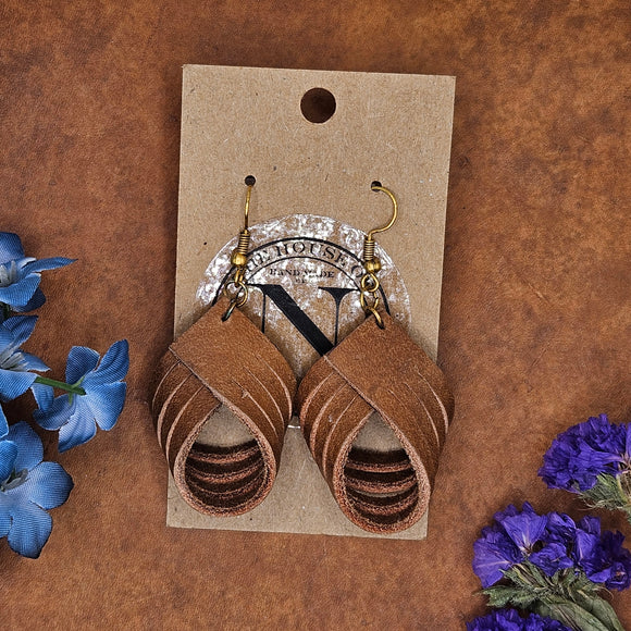 Java Brown Leather Loop Earrings