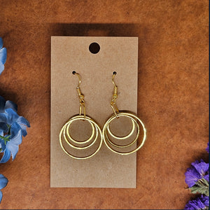 Golden Harmony Triple Hoop Handmade Earrings