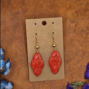 Ember Leaf Embossed Handmade Polymer Clay Earrings