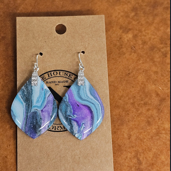 Mystic Waves Purple and Blue Handmade Polymer Clay Earrings