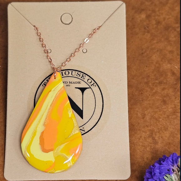 Sunset Glow Handcrafted Polymer Clay Pendant Necklace