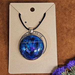 Galactic Dream Acrylester Pendant Necklace with Brass Inlay